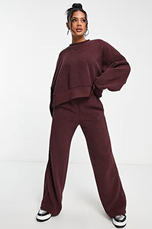 Nike Sportswear Plush Mod Crop Crew Sweatshirt Burgundy Kadın Geniş Kalıp Peluş Sweatshirt Bordo