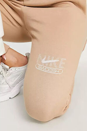 Nike Swoosh Fleece Joggers Brown Şardonlu Bol Kesim, Yüksek Belli  Kadın Eşofman Altı Sütlü Kahve