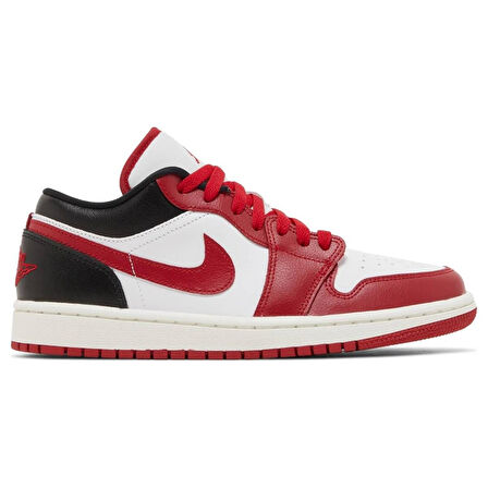 Nike Air Jordan 1 Low Reverse Leather Sneaker Unisex Hakiki Deri Günlük Spor Ayakkabı Beyaz Kırmızı Siyah