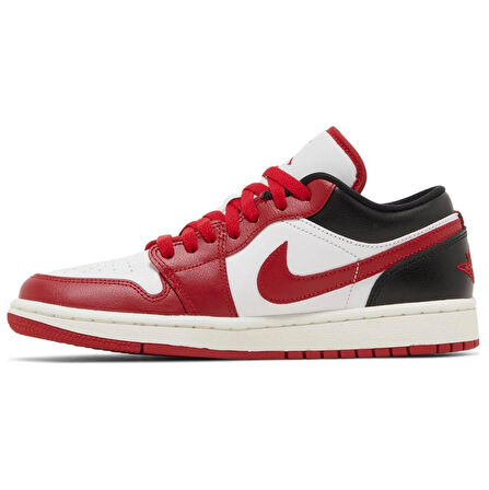 Nike Air Jordan 1 Low Reverse Leather Sneaker Unisex Hakiki Deri Günlük Spor Ayakkabı Beyaz Kırmızı Siyah