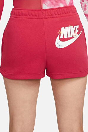 Nike Sportswear Essential Fleece Women's Short Kadın Pamuklu Şort Kırmızı