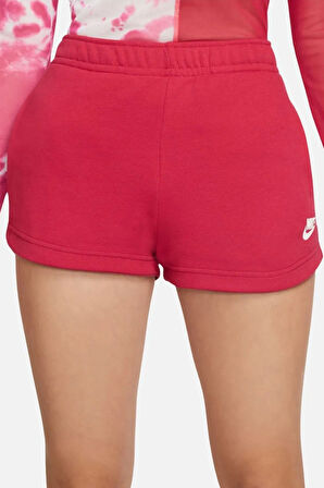Nike Sportswear Essential Fleece Women's Short Kadın Pamuklu Şort Kırmızı