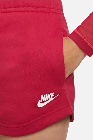 Nike Sportswear Essential Fleece Women's Short Kadın Pamuklu Şort Kırmızı