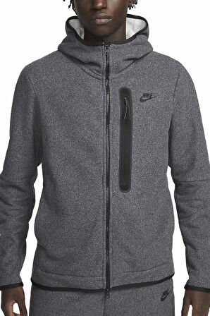 Nike Sportswear Tech Fleece Winter Full Zip Gray Hoodie Kapüşonlu Kalın Erkek Sweatshirt Gri
