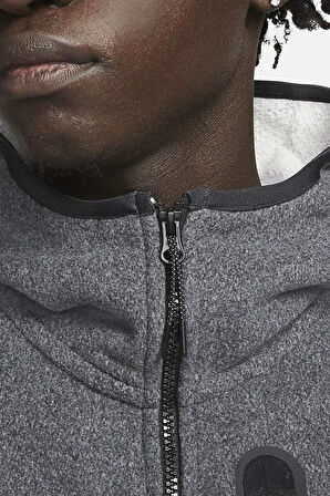Nike Sportswear Tech Fleece Winter Full Zip Gray Hoodie Kapüşonlu Kalın Erkek Sweatshirt Gri