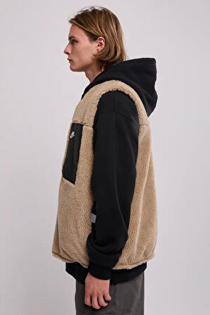 Nike Sporswear Club Fleece Winterized Reversible Sythetic Fill Full-Zip Çift Traflı Erkek Bol Kesim Peluş Sentetik Dolgu Yelek Kahve-Siyah