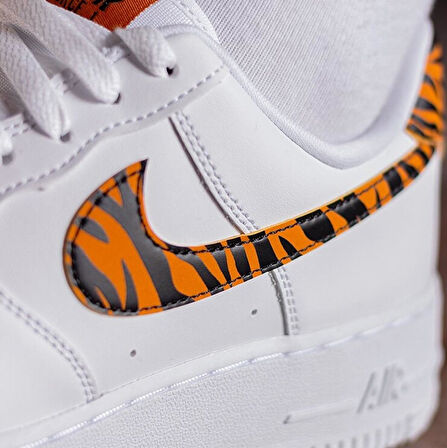 Nike Air Force 1 07 AF1 Leather White Unisex Snaker Hakiki Deri Spor Ayakkabı Beyaz Leopar Swoosh