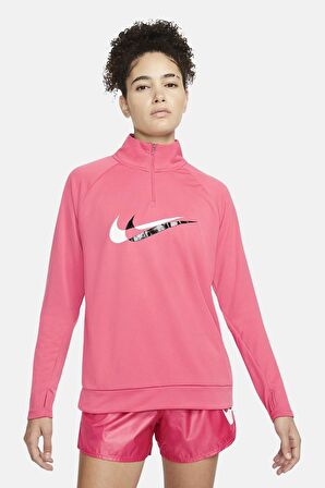 Nike Air Women's Running Mid Layer 1/4 Zip 1/4 Fermuar Pembe Koşu Üstü