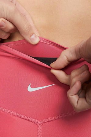 Nike One Dri Fit Big Double Swoosh Leggings 7/8 Toparlayıcı 2 İç Cepli Koyu Pembe Tayt