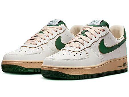 Nike Air Force 1 '07 Unisex Leather Hakiki Deri Sneaker Ayakkabı Beyaz Yeşil Swoosh