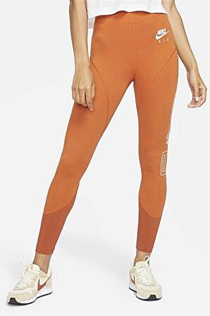 Nike Air High Rise Leggings Tight Fit Yüksek Belli Pamuk Polyester Tayt Turuncu