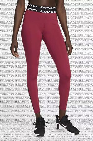 Nike Pro Mid Rise Graphic Leggings Toparlayıcı Bordo Tayt
