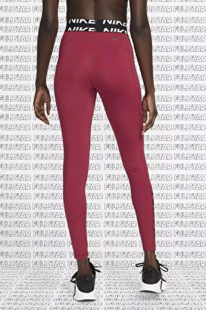 Nike Pro Mid Rise Graphic Leggings Toparlayıcı Bordo Tayt