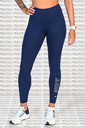 Nike One Training Diamond Shine 7/8 Leggins 2 Cepli Yapay Elmaslı Toparlayıcı Tayt Lacivert