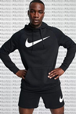 Nike Therma Fit Pullover Hoodie Big Swoosh Kapüşonlu Termal Siyah Erkek Sweatshirt