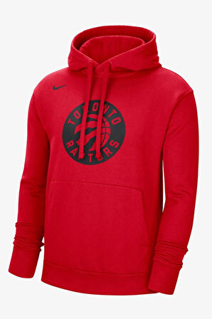 Nike NBA Toronto Raptors Essential Fleece Pullover Hoodie Erkek Kapüşonlu Bol Kesim Sweatshirt Kırmızı