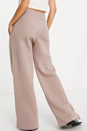 Nike Phoenix Fleece Wide High Rise Sweatpants Kadın Yüksek Bel Yırtmaçlı Geniş Paça Eşofman Altı Bej