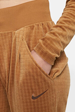 Nike Sportswear Velour High Rise Jogger A1 Kadın Kadife Eşofman Altı Kahve
