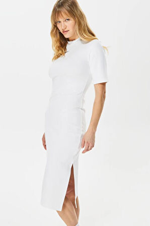 Nike Sportswear Essential Tight Midi Women's Dress Dar Midi Kadın Elbisesi Beyaz