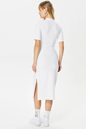 Nike Sportswear Essential Tight Midi Women's Dress Dar Midi Kadın Elbisesi Beyaz