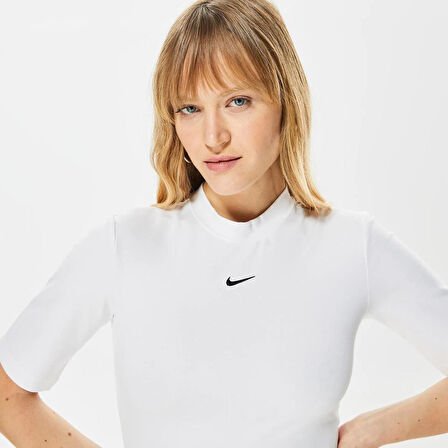 Nike Sportswear Essential Tight Midi Women's Dress Dar Midi Kadın Elbisesi Beyaz
