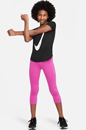 Nike Pro Dri Fit 3/4 Lenght Leggings Pink Kız Çocuk Capri Tayt Pembe