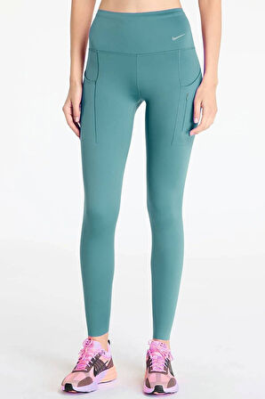 Nike Trainng Go Dri Fit İnfinaLock High Rise 7/8 Leggings 6 Cepli Toparlayıcı Yüksek Belli Reflektörlü Antrenman Taytı Mavi