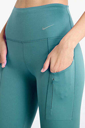 Nike Trainng Go Dri Fit İnfinaLock High Rise 7/8 Leggings 6 Cepli Toparlayıcı Yüksek Belli Reflektörlü Antrenman Taytı Mavi
