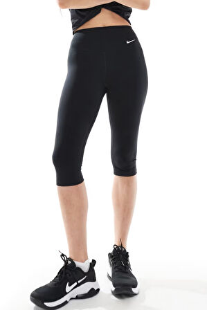 Nike One Training High Rise Capri Leggings Black Kadın 2 Cepli Capri Boy Yüksek Bel Tayt Siyah