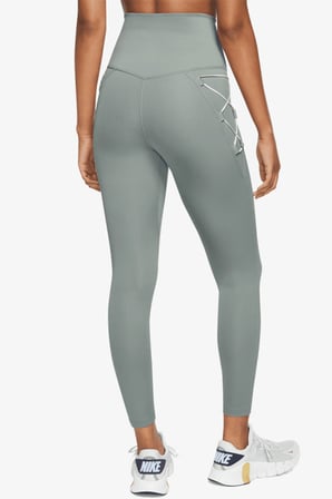 Nike One Training Novelty Dri Fit High Rise 7/8 Leggings 2 Cepli Yüksek Belli Kadın Antreman Taytı Yeşil