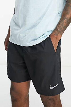 Nike Running Dri Fit 2 in1 Challenger 7" Short Erkek Dokuma Taytlı Koşu Şortu Siyah
