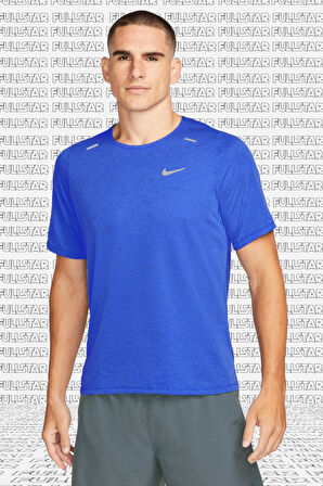 Nike Running Dri Fit Rise 365 Mens Short Sleeve Shirt Blue Erkek Koşu Tişört Mavi