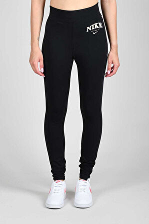 Nike Varsity Women's Leggings High Rise Yüksek Belli Pamuklu Kadın Tayt Siyah