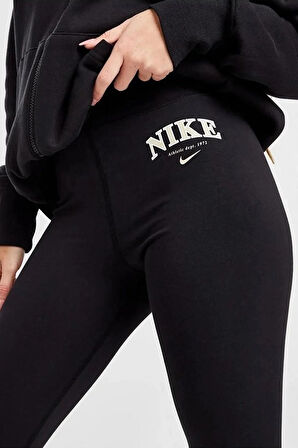 Nike Varsity Women's Leggings High Rise Yüksek Belli Pamuklu Kadın Tayt Siyah