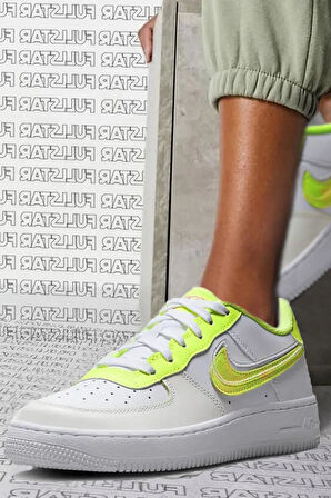 Nike Air Force 1 LV8 Snekaers White Volt Unisex Hakiki Deri Günlük Spor Ayakkabı Beyaz Volt