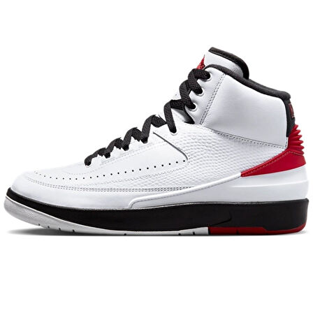 Nike Air Jordan 2 Retro Chicago Leather Unisex Sneaker Hakiki Deri Bilekli Günlük Spor Ayakkabı Beyaz Kırmızı Siyah