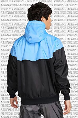 Nike Windrunner Full Zip Jacket Kapüşonlu Erkek Ceket Rüzgarlık Siyah Mavi