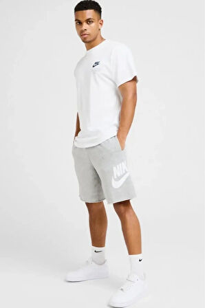 Nike Sportswear Alumni Cotton Swoosh Shorts Grey Baskılı Erkek Şort Gri