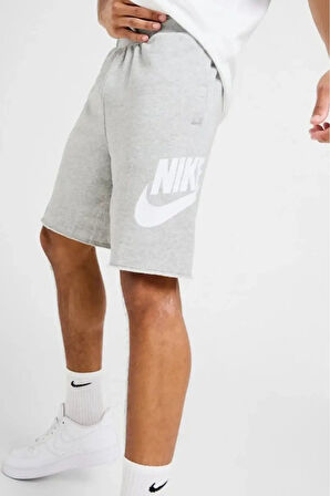 Nike Sportswear Alumni Cotton Swoosh Shorts Grey Baskılı Erkek Şort Gri