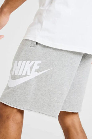 Nike Sportswear Alumni Cotton Swoosh Shorts Grey Baskılı Erkek Şort Gri