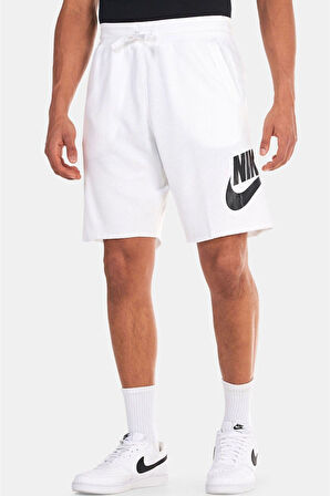 Nike Sportswear Alumni Cotton Swoosh Shorts White Baskılı Erkek Şort Beyaz