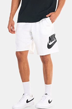 Nike Sportswear Alumni Cotton Swoosh Shorts White Baskılı Erkek Şort Beyaz