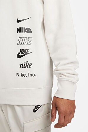 Nike Sportswear Club Fleece Franch Terry Sweatshirt Şardonlu Erkek Sweatshirt Krem