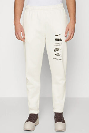 Nike Sportswear Club Fleece Stack Logo Pant Erkek Eşofman Altı Kırık Beyaz