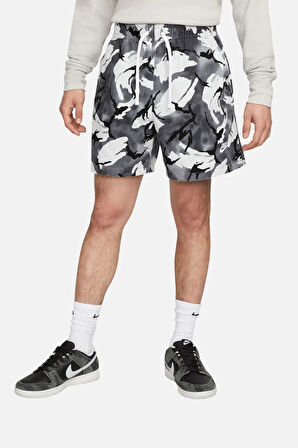 Nike Sportswear Club Woven Flow Camuoflage Oppression Erkek Dokuma Diz Üstü Kamuflaj Şort Beyaz-Gri