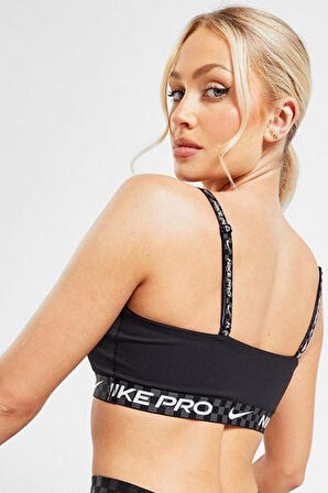 Nike Pro Dri Fit Indy Light Support Padded Bandeau Kadın Sporcu Sütyeni Bra Büstiyer Siyah