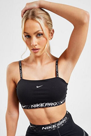 Nike Pro Dri Fit Indy Light Support Padded Bandeau Kadın Sporcu Sütyeni Bra Büstiyer Siyah