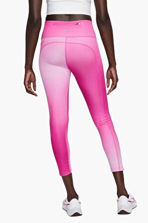 Nike Fast Normal Belli 7/8 Renk Geçişli Cepli Kadın Koşu Tayt Pembe