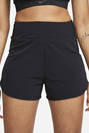 Nike Dri Fit Fitness High Waisted 3" Brief Lined Training Kadın 2 Cepli Antrenman Şortu Siyah