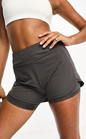 Nike Training Bliss Dri Fit 3" 2N1 Short Kadın 3 Cepli Taytlı 8cm Şort Antrasit